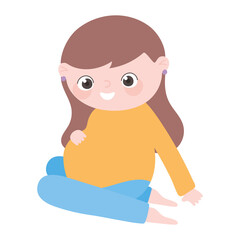 pregnancy and maternity, cute pregnant woman sitting cartoon