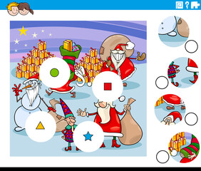 Naklejka premium match pieces task with Christmas characters