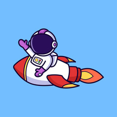 Cute astronaut riding rocket illustration