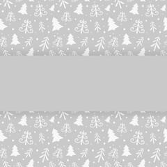 Christmas background with cute trees. Vector