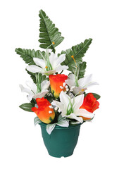 Fleurs artificielles en pot pour cimetière