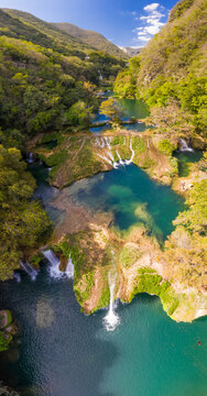 Aerial view of Micos waterfalls, Mexico.
