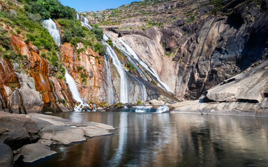 Fototapeta na wymiar Ezaro waterfall in Dumbria, La Coruña