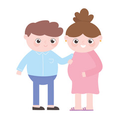 Obraz na płótnie Canvas pregnancy and maternity, pregnant woman and father together cartoon