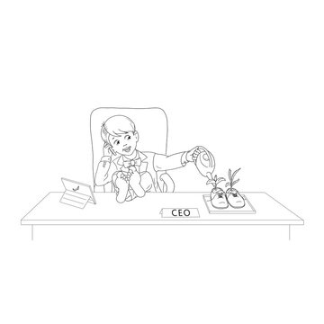 boy ceo watering plant shoes clip art preview