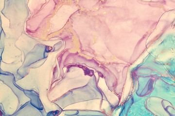 Fototapeta premium Fluid Art . Abstract colorful background, wallpaper. Mixing acrylic paints. Modern art. Marble texture. Alcohol ink colors translucent