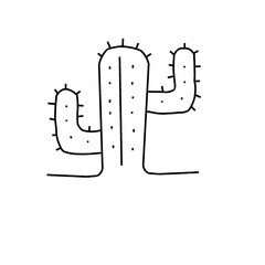 linework cactus black n withe