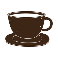 coffee cup on dish beverage silhouette icon style