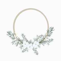 Christmas wreath frame on white background