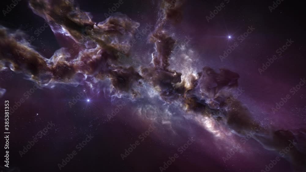Wall mural moving under nebula background, animated