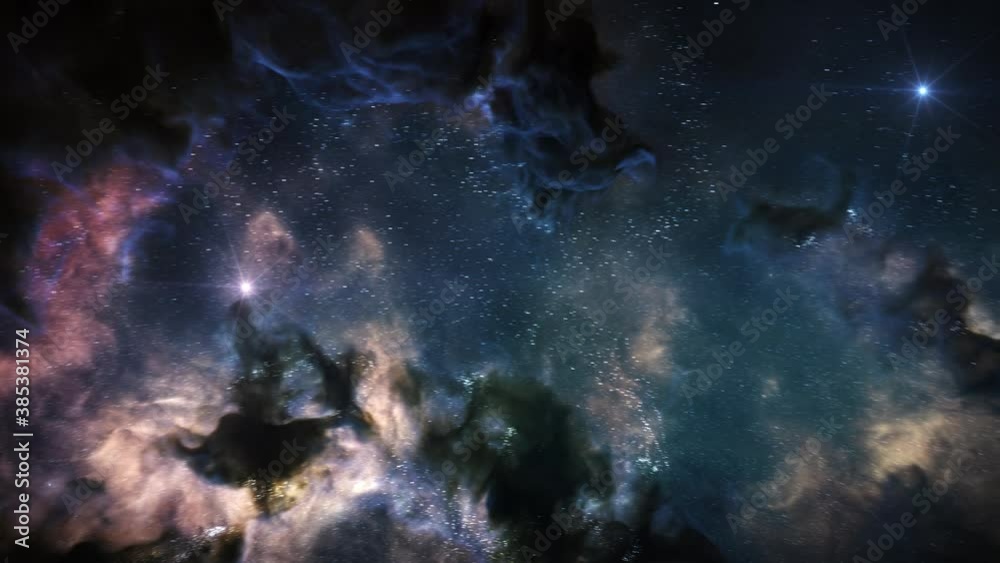 Wall mural moving animated nebula background