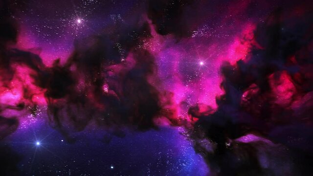 Pink and blue moving nebula background, animation
