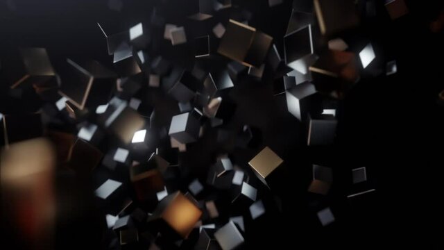 Floating grey cubes, animated background