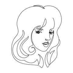 Abstract continuous woman face in one line style.