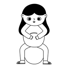pregnancy and maternity, cute pregnant woman sitting on fitball cartoon line style icon