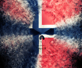 Norwegian demon flag skull - particle FX - 3D Illustration