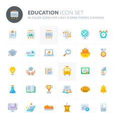Education Vector Icon Set. Fillio Color Icon Series.