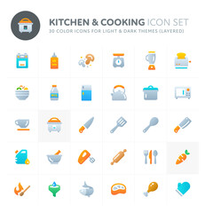 Kitchen & Cooking Vector Icon Set. Fillio Color Icon Series.
