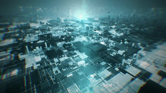 Futuristic flying shapes, animated background