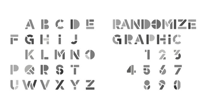 Alphabet and numbers appear over white background