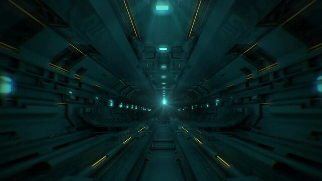 Moving pods in futuristic tunnel, animated background