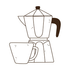 coffee brewing methods, moka pot and coffee cup line style