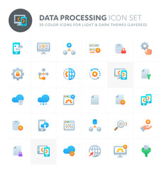 Data Processing Vector Icon Set. Fillio Color Icon Series.