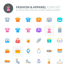Fashion & Apparel Vector Icon Set. Fillio Color Icon Series.