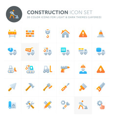 Construction Vector Icon Set. Fillio Color Icon Series.