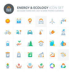 Energy & Ecology Vector Icon Set. Fillio Color Icon Series.