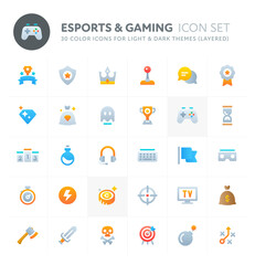 eSports & Gaming Vector Icon Set. Fillio Color Icon Series.