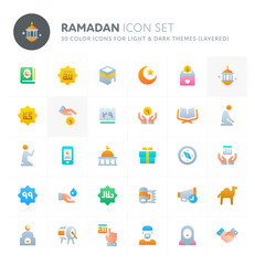 Ramadan Vector Icon Set. Fillio Color Icon Series.