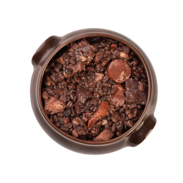 Typical brazilian feijoada isolated over white background