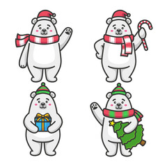 Polar bear cartoon character set