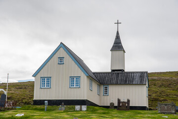 Countryside church of Skeggjastadir in Bakkafjordur in Iceland