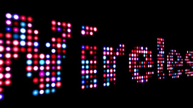 Wireless colorful led text over black