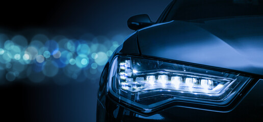 headlight of prestigious car close up - Powered by Adobe