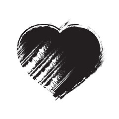 Black heart brush stroke.Hand drawn icon isolated on white background. Heart icon for love symbol,grunge sign and Valentine's day.Dry brush painted heart.Creative beautiful art design, heart vector