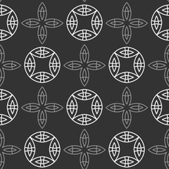 seamless pattern with flowers - black and white