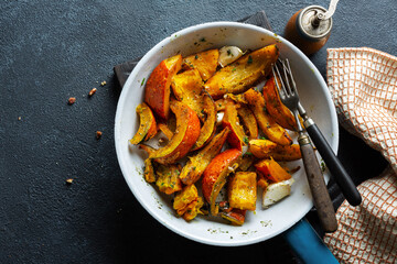 Roasted pumpkin chunks with spices