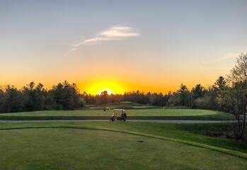 golf cart at sunset
