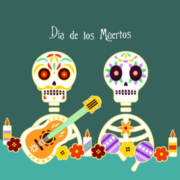 Day of the dead sugar skulls background concept