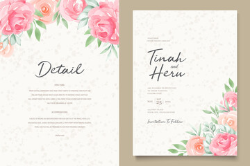 watercolor floral and leaves wedding invitation card
