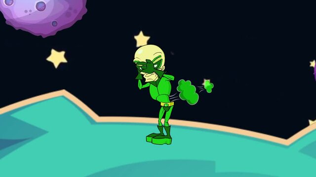 alien farts on a planet  loop animation footage