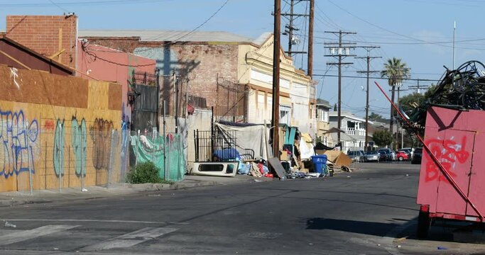 Tents of the homeless in South Central Los Angeles