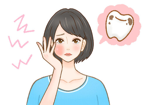 虫歯で頬が腫れた大人の女性