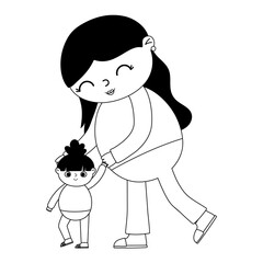Fototapeta premium pregnancy and maternity, mother playing her little daughter line style icon