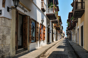 Fototapeta na wymiar Cartagena empty street, Colombia