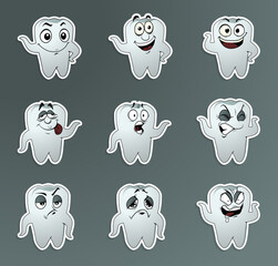 Obraz premium set of cute tooth cartoon character
