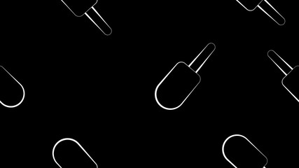 ice cream sweet, milk, popsicle white on a stick on a black background, vector illustration, pattern. a delicious dessert for children and adults. pencil drawing style wallpaper